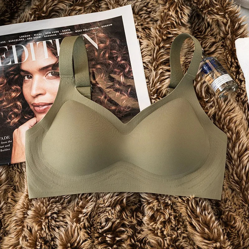 Velora SoftLift bygelfri push up-BH i olivgrönt