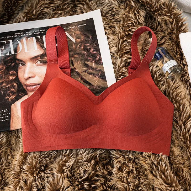 Velora SoftLift bygelfri push up-BH i tegelrött